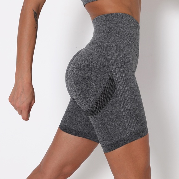 Bubble Butt Gray Seamless High Waist Shorts - Picture 5 of 16